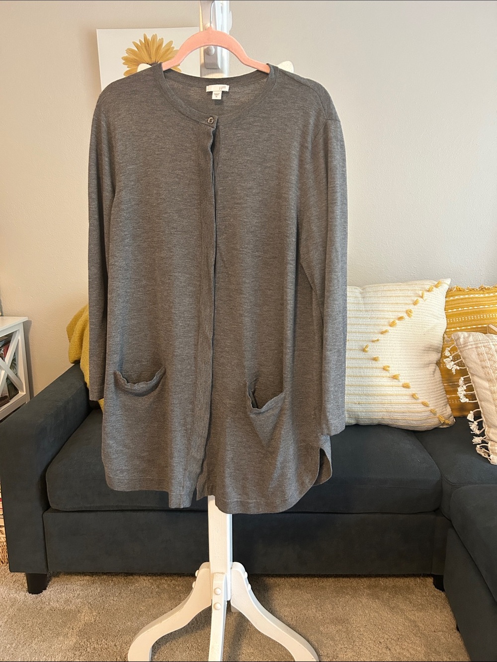 J. Jill Charcoal Gray Open-Front Cardigan
